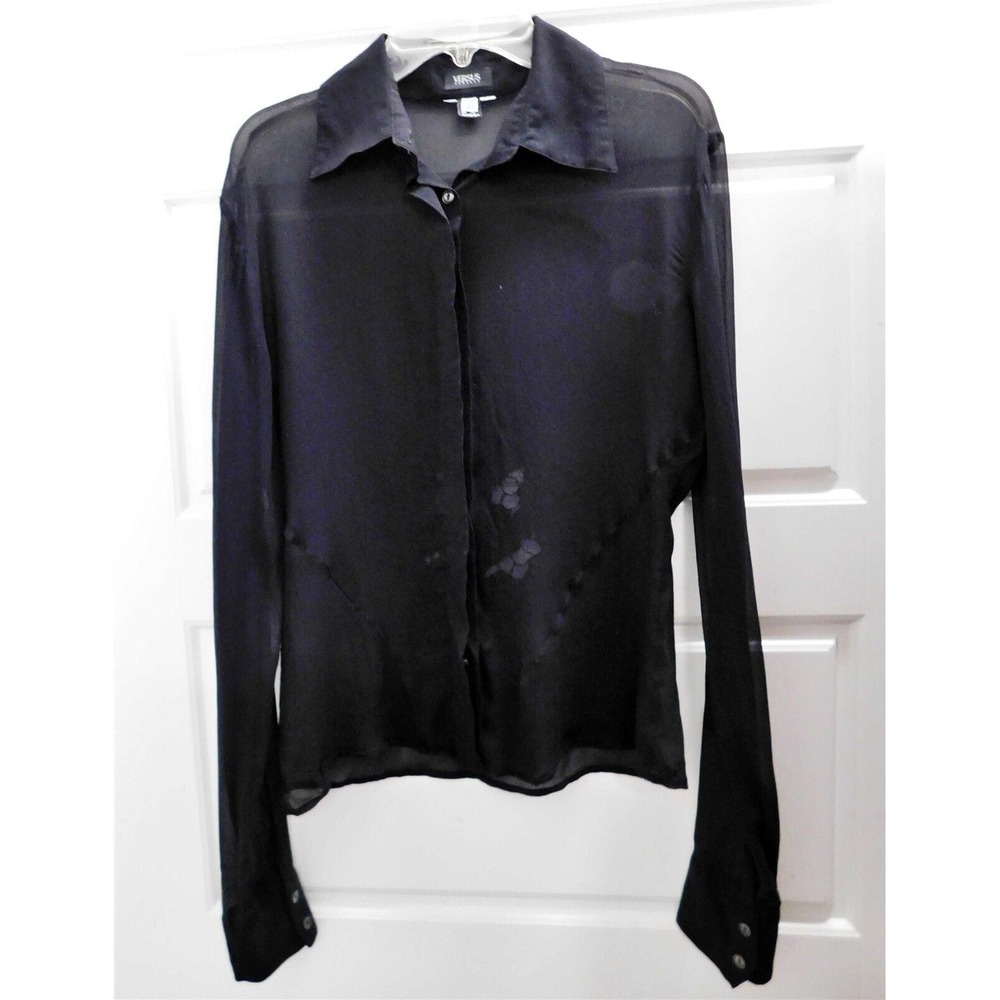 Versace Versus Sheer Button Down Lace Back Top Italy Blouse sz 30/44‎
